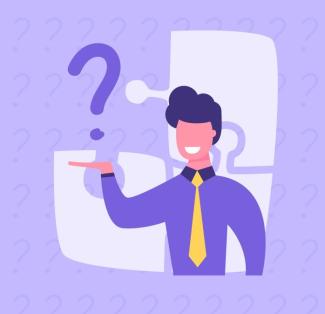 Icon of a person holding a question mark with an unfinished puzzle in the background.